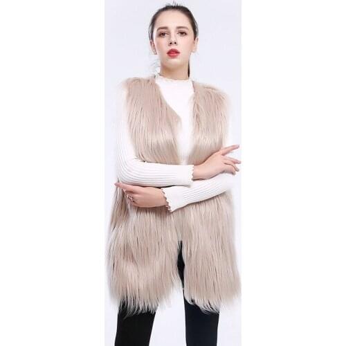 New Autumn Winter Faux Fur Vest Coats Women Warm Washing Lamb Fur Coat Vests Plus Size Sleeveless Outerwear Female Jacket Mw320