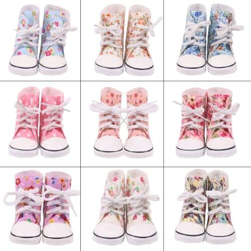 7Cm Doll Baby Shoes High-top Canvas Boots For 18 Inch American&43 Cm Baby New Born Doll Accessories Generation Girl`s Toy Gifts