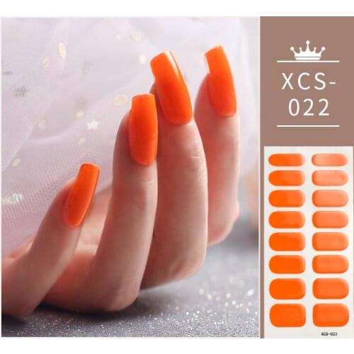 Orange Nail Sticker Full Cover Nail Stickers Minimalist Design Fashion Nail Stickers Solid Colors And Creative Nail Art Shiny