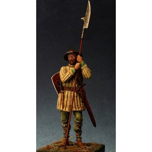 1/24 75mm ancient warrior stand with Spear Resin figure Model kits Miniature gk Unassembly Unpainted