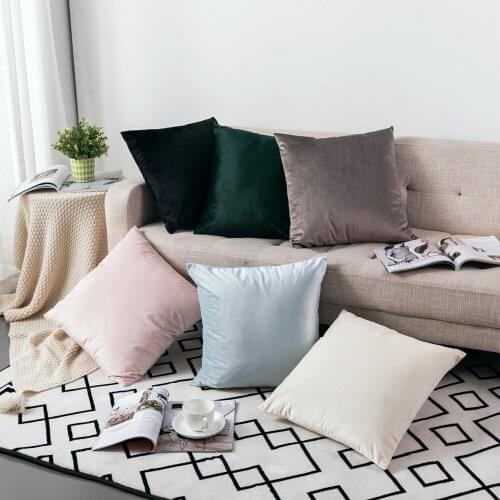 Factory Direct Sale Nordic Style Simple Solid Color Thick Dutch Velvet Fabric Sofa Cushion Cover Home Decoration Pillowcase