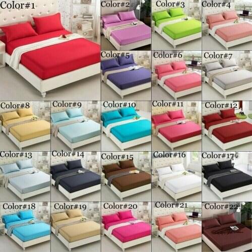 3Pcs Fitted Sheet Solid Color Bed Sheets With Elastic Band Double Queen Size Mattress Cover with Pillowcase