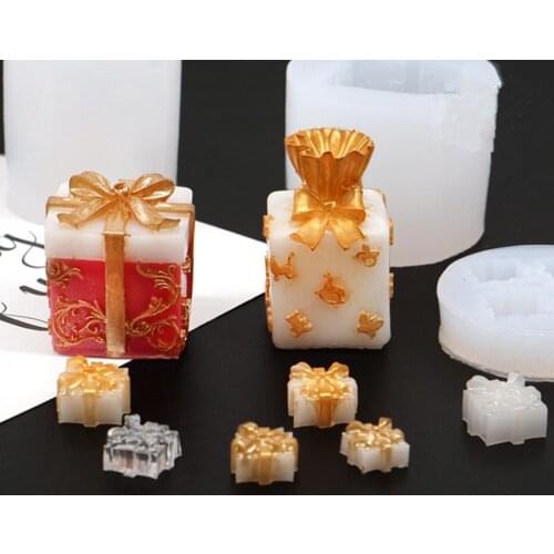 Clear Epoxy Resin Mold Christmas Gift Box Silicone Casting Mold for Aroma Candle Gypsum Mold DIY Soap Mould Jewelry Making Craft