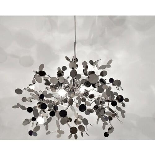 Nordic Modern Creative Art Design Stainless Steel Slice Chandelier Living Room Cafe Shop Window Bar Decorative Lamp WF1016520