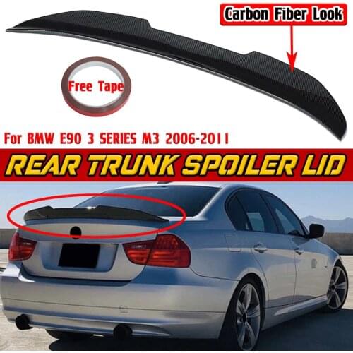 Carbon Fiber Look E90 Car Rear Trunk Boot Lip Spoiler Wing Lip PSM Style Rear Wing Spoiler For BMW E90 3 SERIES M3 2006-2011