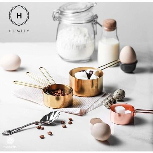 Homlly Gold Measuring Cups and Spoons (Set of 8pcs)