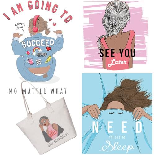 Beauty Girls Heat Transfer printing free shipping products Stickers on Clothes DIY Appliques Patches for Kids Clothing Jacket