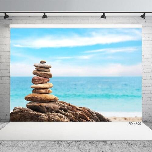 Stones as Pyramid on Beach Photo Background Vinyl Photography Backdrops for Children Baby Portrait Photophone Photo Studio Props