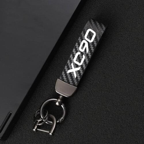 High-Grade Leather Car Key Chain 360 Degree Rotating Horseshoe Rings For Volvo S60 XC90 V40 V50 V60 S90 V90 XC60 XC40 AWD T6 Car