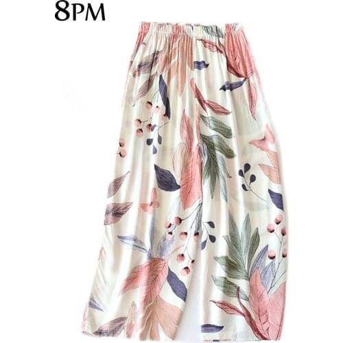 Women Floral Bohemia Beach Shorts Summer Cotton Gauze Pants Japanese Style Simple Elastic Waist Casual Home Pants Pyjama ouc181