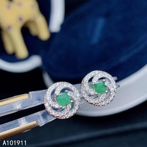 KJJEAXCMY fine jewelry natural Emerald 925 sterling silver women earrings new Ear Studs support test exquisite popular