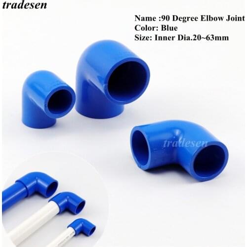 1pc Inner 20mm-50mm Blue PVC Connector UPVC Elbow Joints Aquarium Fish Tank DIY Tools Garden Irrigation Water Pipe Connectors