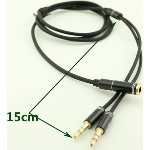 1pc 3.5mm Stereo Audio Female to 2x Male Headset Mic Y Splitter Cable Adapter 1m/3ft