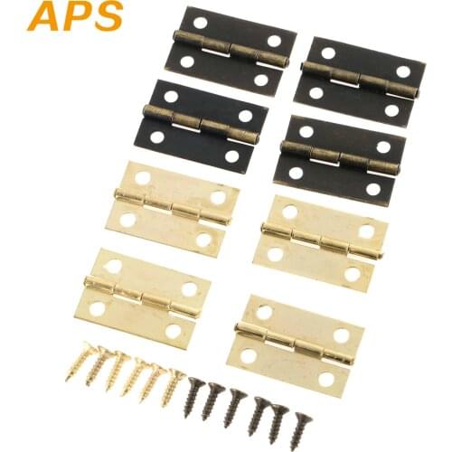 10Pcs 24*16mm Mini Hinges+40pcs Screws Cabinet Drawer Door Butt Hinge Antique Bronze/Gold Decorative Hinges for Jewelry Box