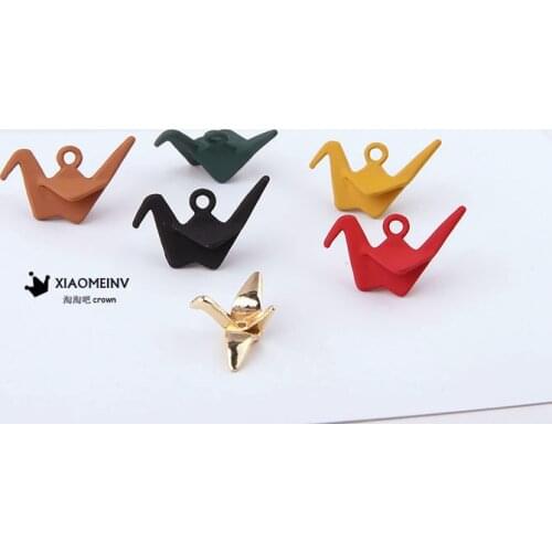 10pcsSpraypaint Romanticpaper Cranependant Earings for Girls Earpin Material Diy Jewelry Accessories Charm Alloy Metal Fashion