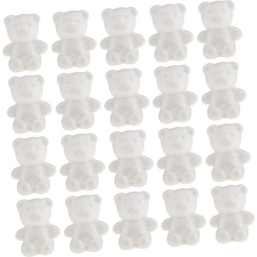 20pcs White Creative Styrofoam Foam Bear Shaped Ornament DIY Craft Material