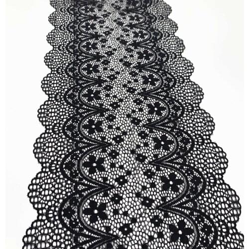 3M/lot Width 7 7/8 inch (20cm) Black Stretch Lace Trimming For Sewing Clothes Skirt Hem Underwear Sewing Craft Apparel Fabrics
