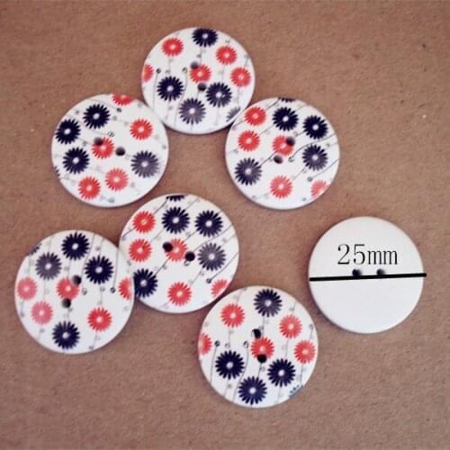 50pcs New 25mm Flower Design 2 Holes Wooden Buttons Sewing Buttons Craft Scrapbooking Clothing Accessories H-15