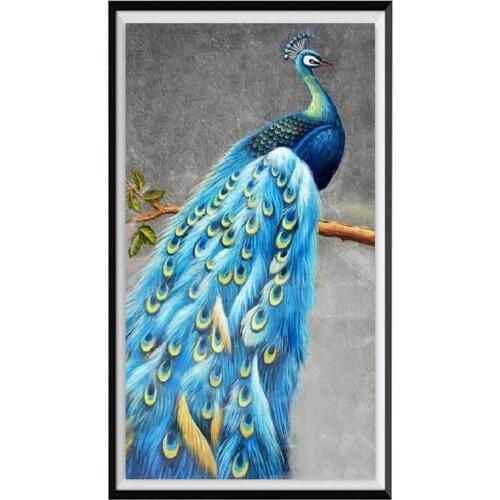 5D diamond painting blue peacock animal handmade DIY cross stitch diamond embroidery mosaic decoration painting new year gift