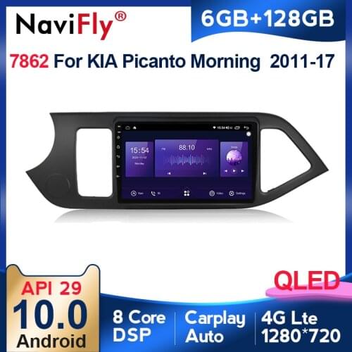 6G+128G Android 10 QLED 4G LTE Car Radio Multimidia Video Player For KIA PICANTO Morning 2011 2012 2013 2014-2016 Navigation GPS