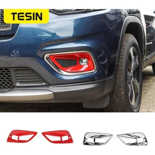 TESIN Car Stickers for Jeep Cherokee 2019+ ABS Car Front Fog Light Lamp Decoration Cover Accessories for Jeep Cherokee 2019