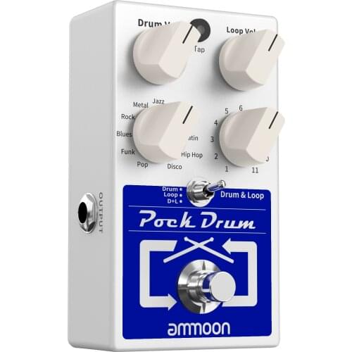 Ammoon PockDrum Drum Loop Guitar Effect Pedal 3 Modes 11 Drum Styles 11 Rhythm Types Built-in Looper 20min Recording Unlimited