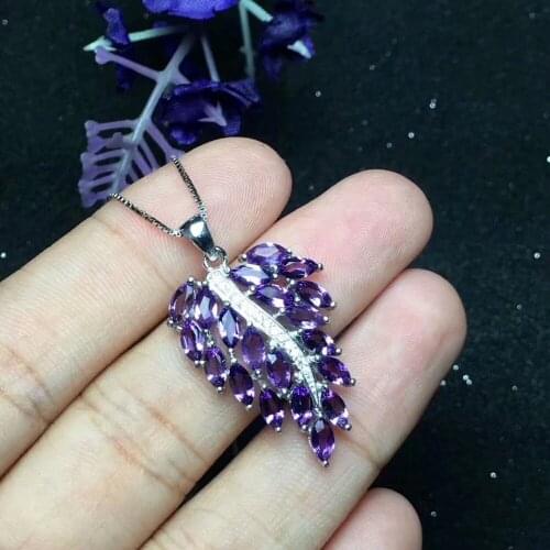 Elegant Leaf Grape string Natural red garnet Pendant S925 silver Natural gemstone necklace women girl party gift fine jewelery