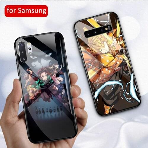 MimoseCase For Kimetsu no yaida Demon Slayer Phone Case for Samsung S8 S9 S10 Plus S10e Note 8 9 10 Plus DIY Glass Case