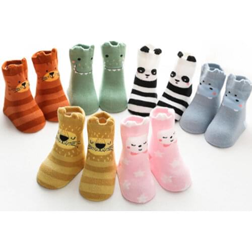 Baby Socks Antiskid Animal Print Floor Socks Toddler Cartoon stereo Socks Non-slip Short Sock chaussette Infant garcon