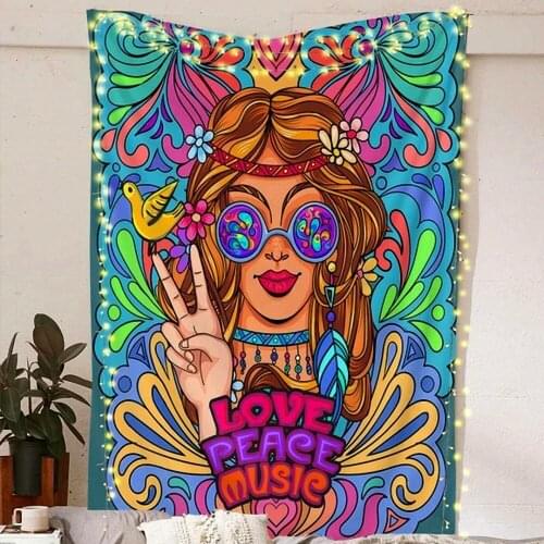 70s Hippie Yoga Tapestry Travel Sleeping Pad Polyester Fabric 3D Printed Wall Hanging Tapestry 44*74inchs