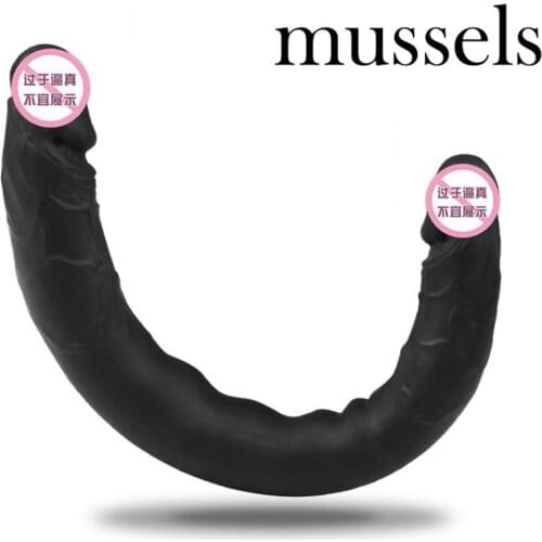 Female Double Simulation Dildo Flexible Soft Silicone Huge Dual dong anal dildo For Lesbian Fake dick Penis adult Sex toys