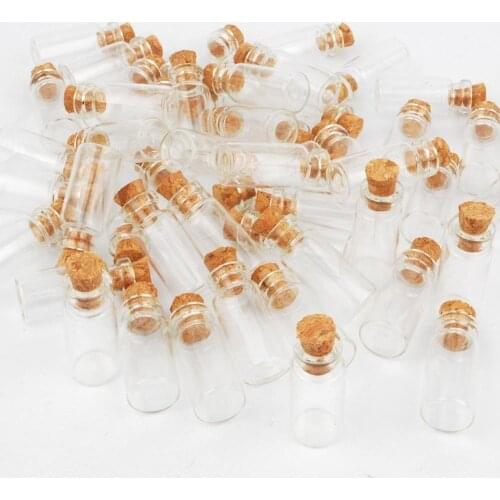 10Pcs 1ml Wish Bottles Tiny Small Empty Clear Cork Glass Bottles Vials For Holiday Wedding home Decoration Christmas Gifts