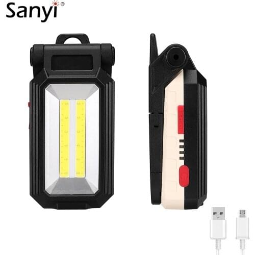 COB LED Work Light XML T6 Flashlight USB Rechargeable Magnetic Torch Flexible Inspection Lamp Worklight With Power Displayer