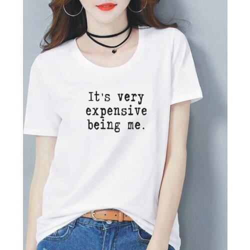 Letter Cotton T-shirt Women 2021 Summer New Plus Size Casual Loose Funny Tees Tops Street Harajuku T Shirt Female