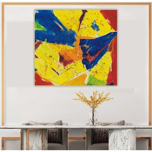 Citon Sam Francis《Blue,Yellow,Red》Canvas Art Oil Painting Abstract Artwork Picture Wall Decor Background Modern Home Decoration