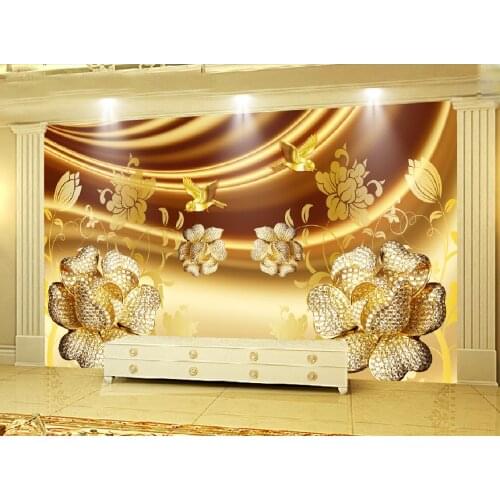 Customize any size high-definition hi on the branch jewelry diamond magnolia hotel luxury decoration background wall stickers 3D