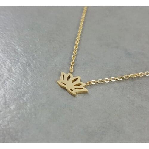 Dainty Lotus Layered Necklace Buddhist Jewelry Vintage Stainless Steel Rose Gold Flower Collar Necklace Women Mothers Day Gift