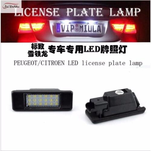JanDeNing 2pcs Error Free 18 LED License Plate Lights For Peugeot/Citroen