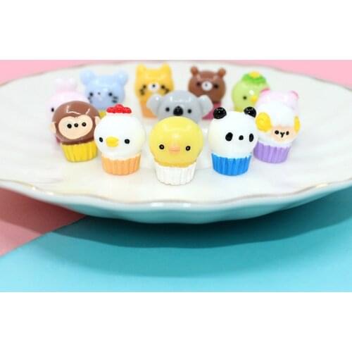 10PCS 1:12 Scale Dollhouse Miniature Cartoon Animal Mini Cake Food Toys For Blyth Barbies Doll House Kitchen Model Accessories