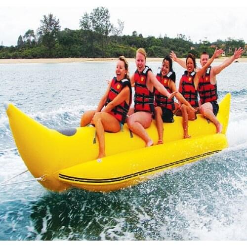Inflatable banana boat 5 people playing on the beach surf riding water game water toys summer necessary