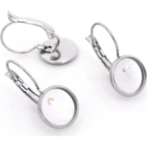 Never Fade ) 10mm 10pcs Stainless Steel French Lever Back Earrings Blank/Base,Fit 10mm Glass Cabochons,Buttons