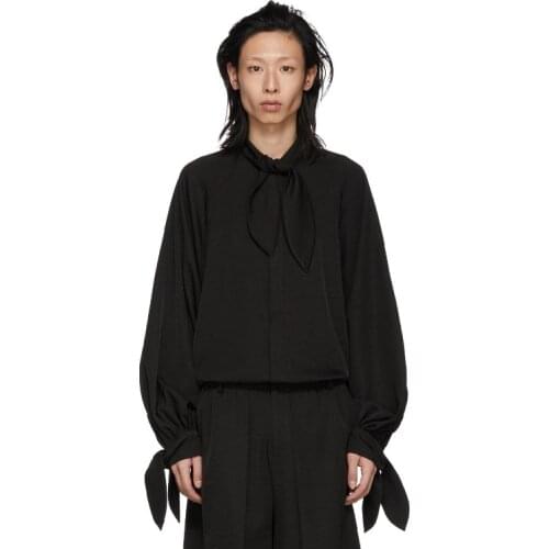 New male costume mens clothing fashion Model show Loose bow oversize Shirt plus size costumes