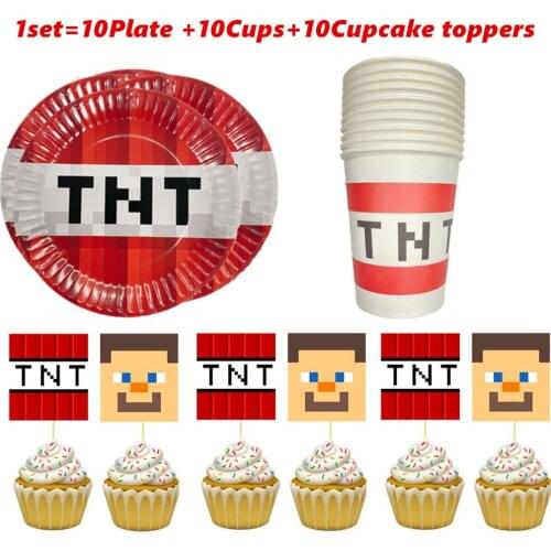 NEW My World Action Craft Birthday Party set supplies Paper Plate Cups Baby shower Game Craft for kid party decoration toy