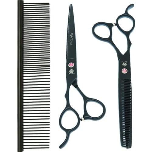 Purple Dragon 7 inch Left Hand Pet Grooming Scissors Dog Cat Straight Curved Cutting Scissors Animals Thinning Shears B0057B