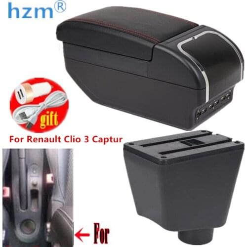 For Renault Clio 3 Captur Armrest Box Central Store Content For Renault Clio Armres Box With USB Interface Car Accessories