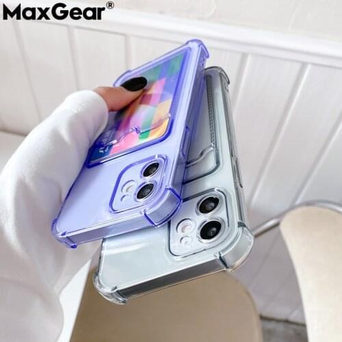 Clear Card Holder Shockproof Phone Case For iPhone 11 12 Pro Max Mini XS X XR 7 8 Plus SE 2020 Wallet Soft TPU Transparent Cover