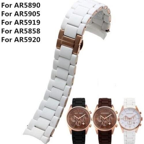 20mm 23mm Silicone Rubber And Stainless Steel Watchband AR silica gel for Ar 5890 5905 5858 5919 5920 Watch band strap