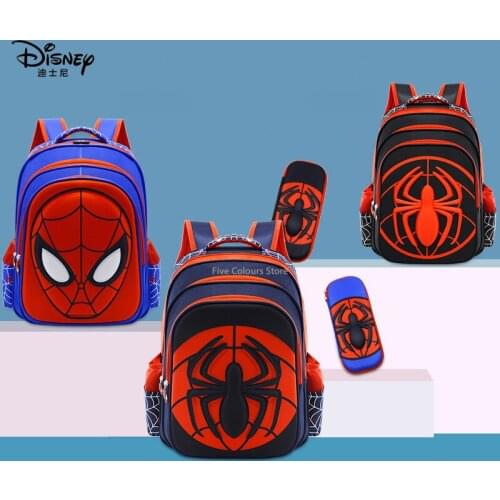 Disney New Pupils Anime Cartoon Spiderman Boy School Bags Water Repellent Children Male Kindergarten Backpack