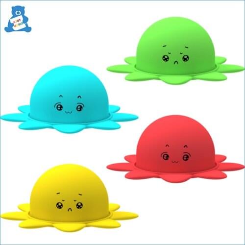 Push Bubble Flip Octopus Doll Sensory Toys Double-Sided Expression Emotional Silicone Octopus Decompression Kids Educational Toy