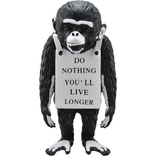 Banksy Monkey sculpture Street Black and White Monkey statue White Leg Statue Creative Resin Art&Craft apes Ornaments escultura